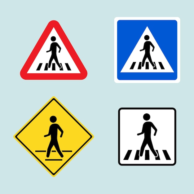 Set of pedestrian crossing sign isolated on background vector illustration eps 10