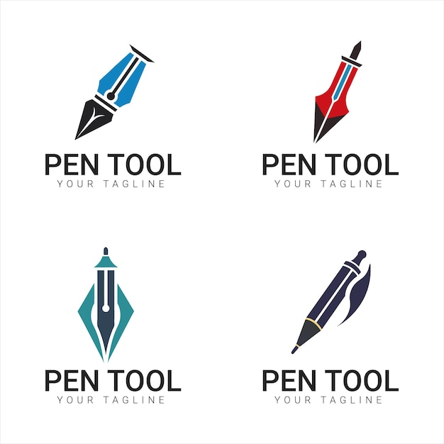 a set of pen tool colorful logo style vector