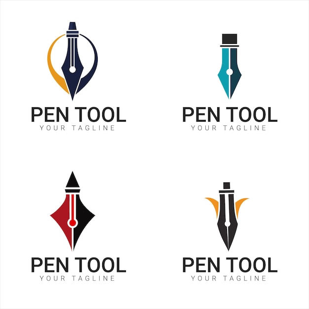 a set of pen tool colorful logo style vector