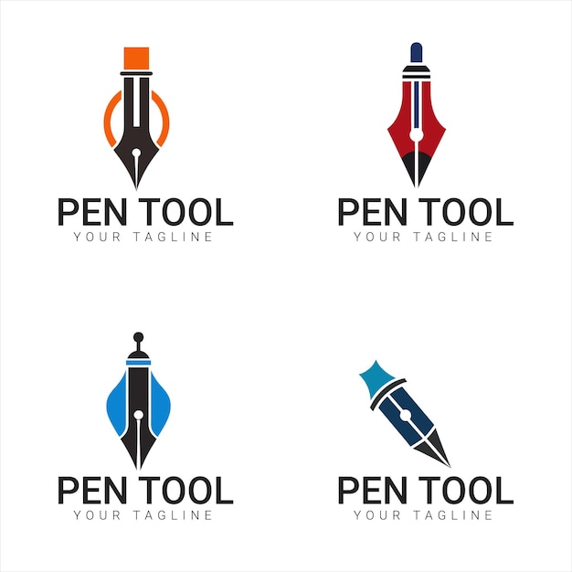 a set of pen tool colorful logo style vector