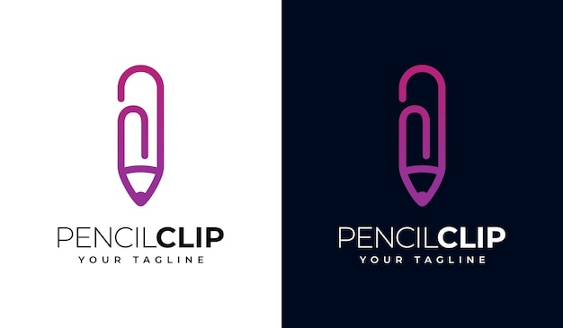 Set of pencil clip logo creative design for all uses