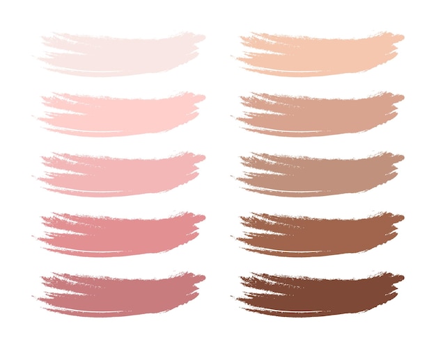 Set penseelstreken acryl, roze en beige pastelkleuren. Achtergronden, decorelementen, vector
