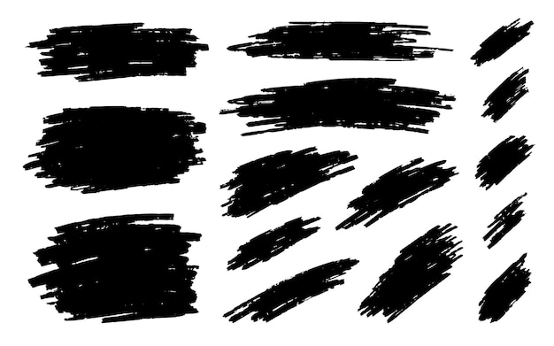 Set penseelstreken op witte achtergrond vectorillustratie
