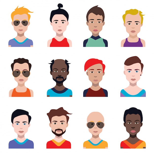 Vector set of people avatars in flat style