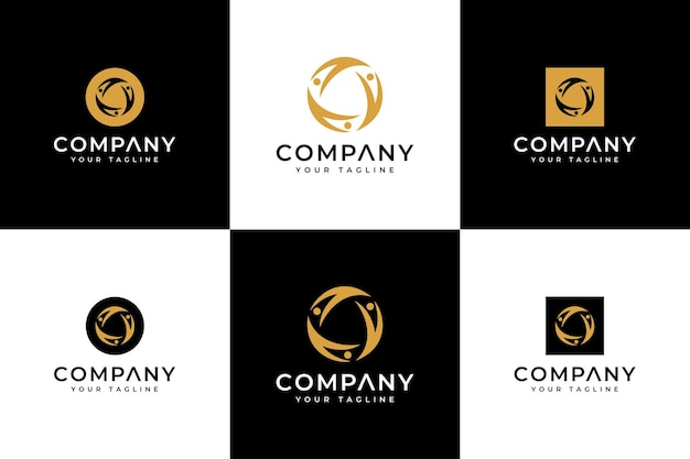 Set of people circle logo creative design for all uses