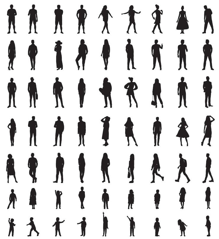 Vector set people collection silhouette vector