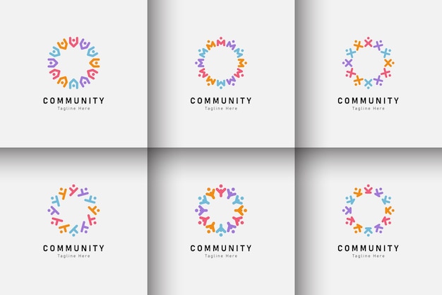 Set of people and community logo collection