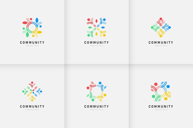 Vector set of people and community logo collection