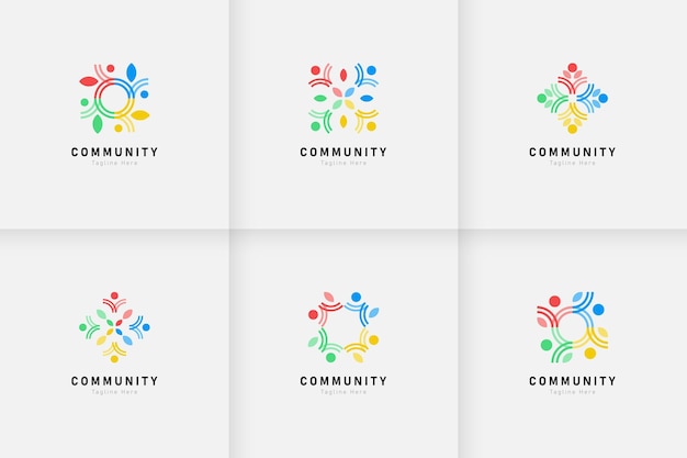 Set of people and community logo collection