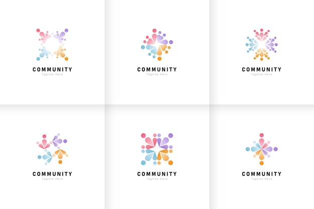 Vector set of people and community logo collection