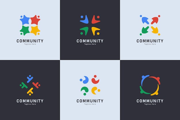 Set of people and community logo