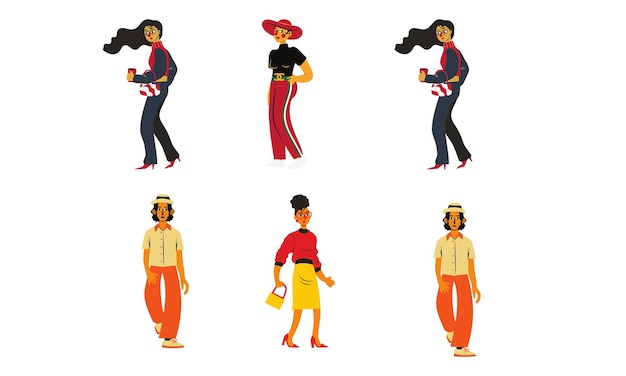 Set of people in different clothes Vector illustration in flat style