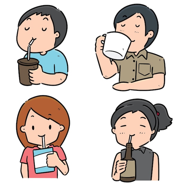 Vector set of people drinking