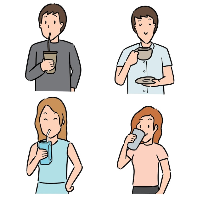 Vector set of people drinking