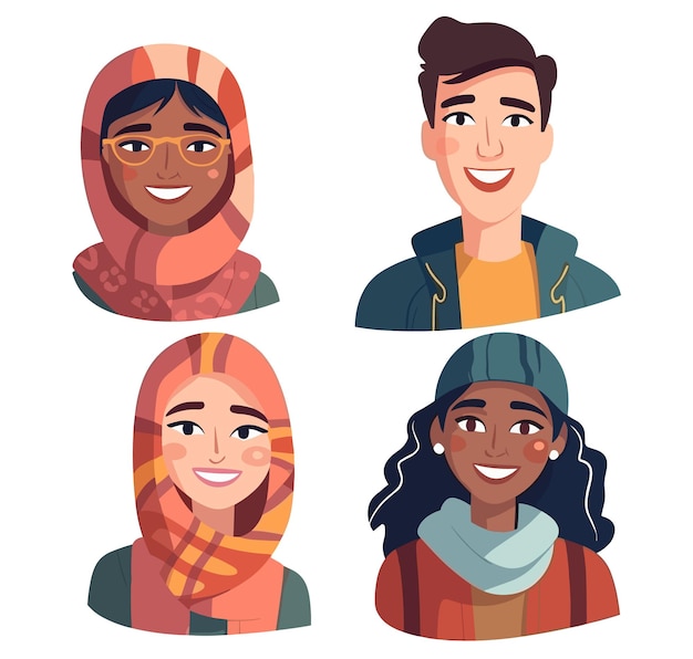 A set of people face with diversity