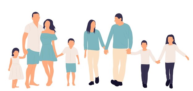 Set of people family silhouette design vector isolated