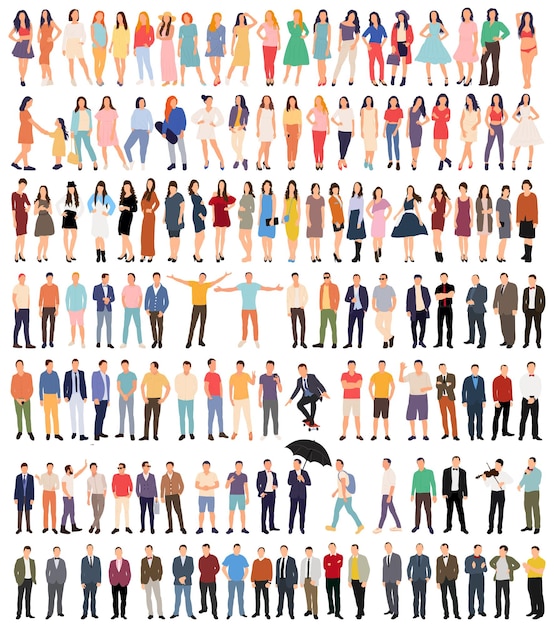 Vector set of people in flat style