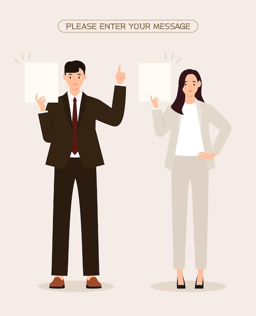 Set of people holding blank paper Vector illustration in flat style