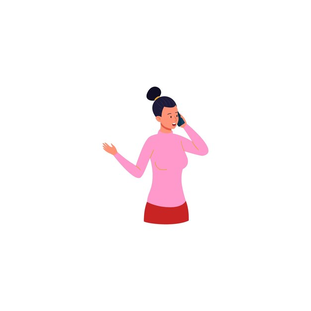 Vector set of people holding electronic devices in pink clothes phone