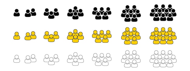 Set of people icon crowd illustration