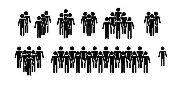 Vector set of people icons in flat style crowd group of people  company or team