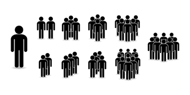 Set of people icons in flat style Crowd Group of people icon