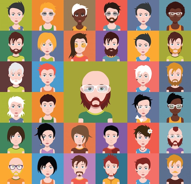 Vector set of people icons