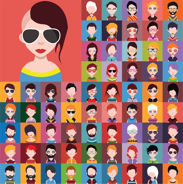 Vector set of people icons