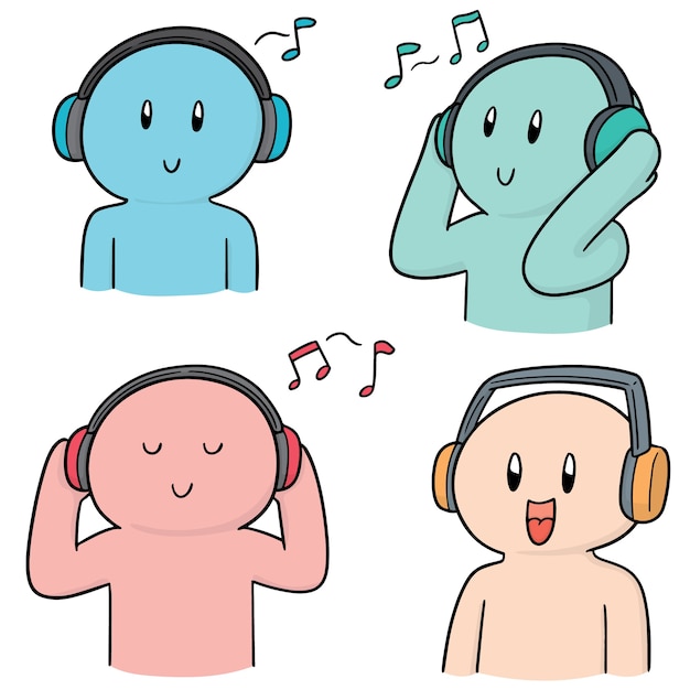 set of people listening to music
