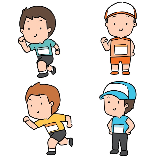 Vector set of people running