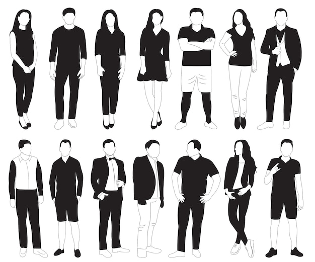 Set people silhouette design vector isolated