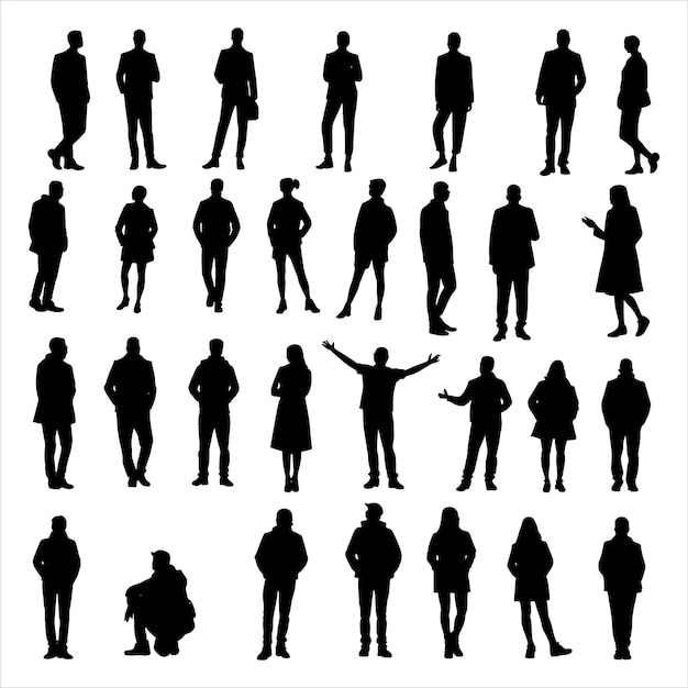 set of people silhouette icon vector illustration on white background