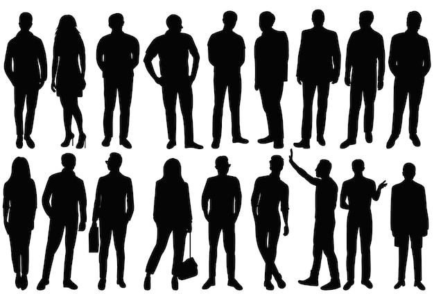 Set people silhouette isolated vector