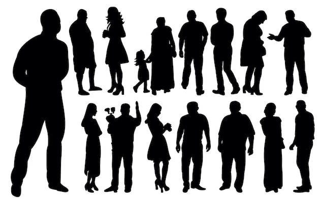 Vector set of people silhouettes collection