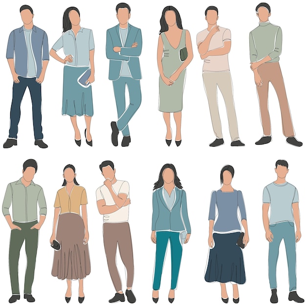 Vector set of people sketch vector, isolated