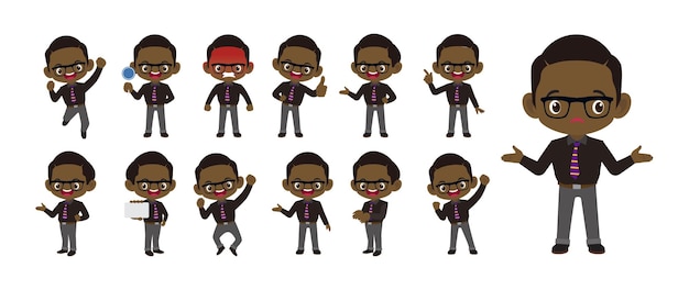 Vector set of people with different poses