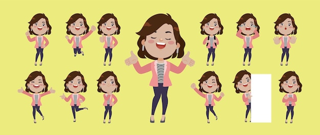 Vector set of people with different poses