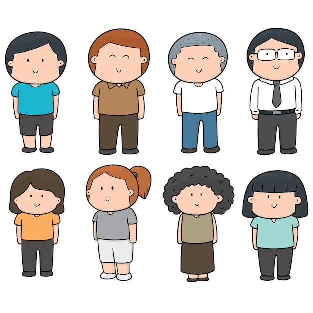 Vector set of people