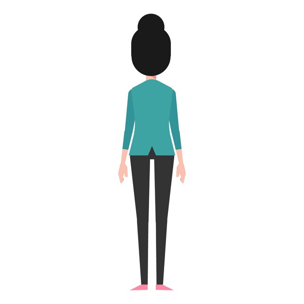 Vector set of person poses facing character