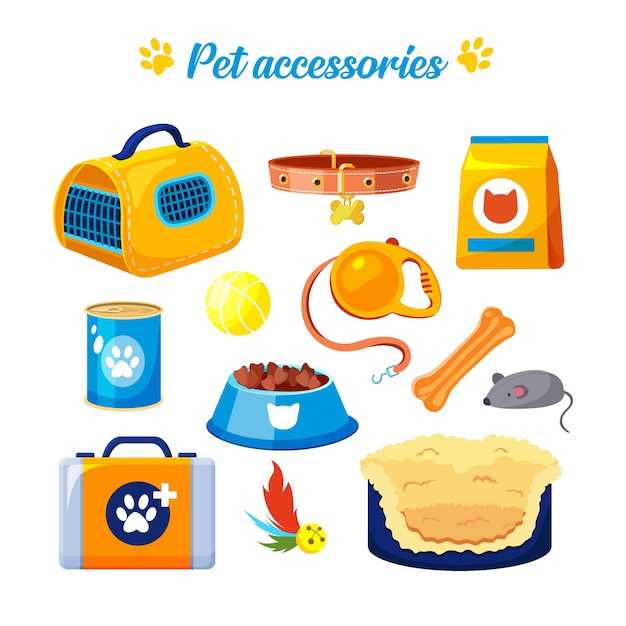 Vector set of pet accessories