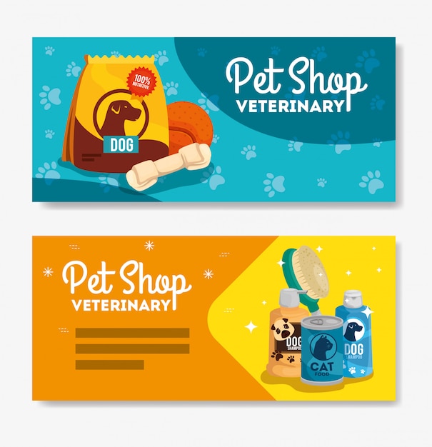 Vector set of pet shop veterinary banners