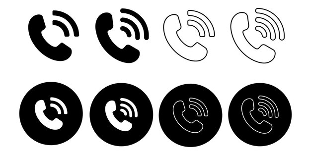 set of phone call icon set vector mobile icon set