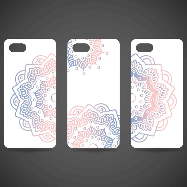 Vector set phone cover collection. hand drawn ethnic decorative element for your design.