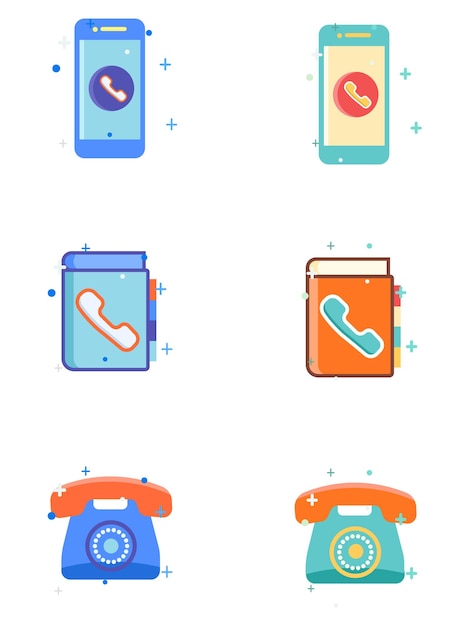 Vector a set of phone icons with the numbers 1, 2, and 3.