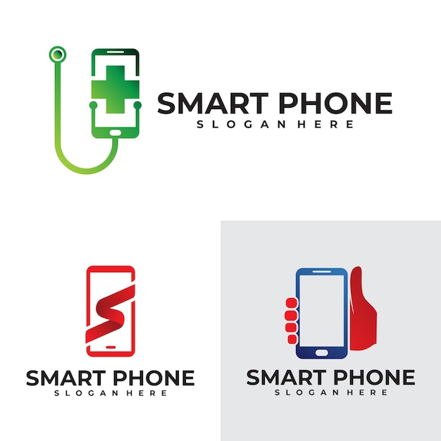 Набор шаблонов векторного дизайна логотипа телефона
