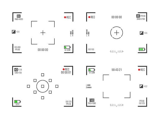 写真カメラファインダーのセット透明な背景のビデオ録画画面