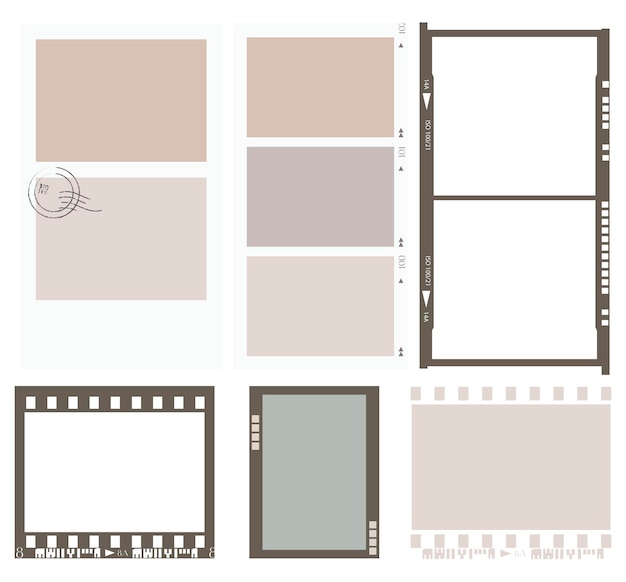 Vector set photo film reel