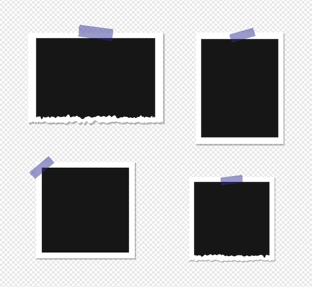 Vettore set di design del telaio foto su nastro adesivo isolato su sfondo trasparente