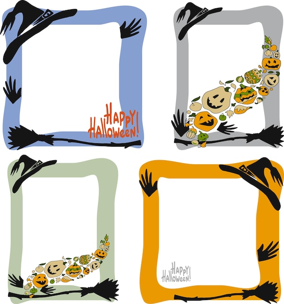 Vector a set of photo frames with halloween attributes