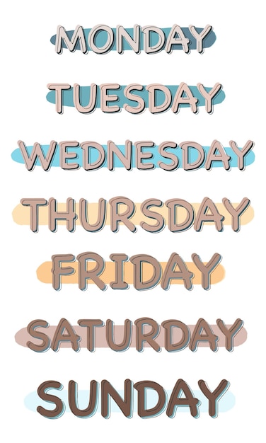 Premium Vector  Set of simple weekdays monday tuesday wednesday thursday  friday saturday sunday